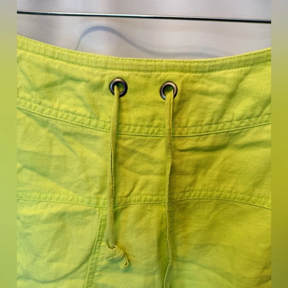 Athleta‎ Size 2 Daydream 100% Linen A-Line Skirt Flare Drawstring Lime Green